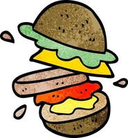 cartoon doodle of a burger vector