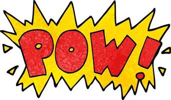 cartoon doodle word pow vector