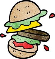 caricatura, garabato, hamburguesa vector