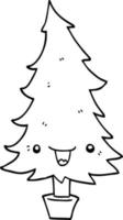 lindo árbol de navidad de dibujos animados vector