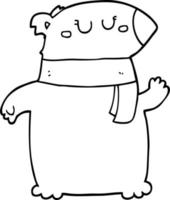 oso de dibujos animados con bufanda vector