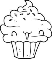 cute cartoon frosted cupcake vector