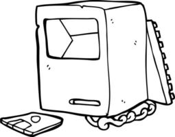 cartoon broken old computer vector