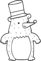 cartoon bear in top hat vector