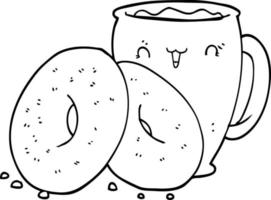 cartoon coffee and donuts vector