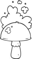 cartoon mushroom with spore cloud vector