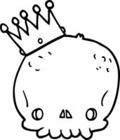 cráneo de dibujos animados con corona vector