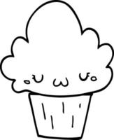 cartoon cupcake with face vector