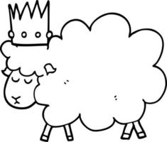 caricatura, oveja, llevando, corona vector