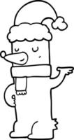 oso de dibujos animados con sombrero de navidad vector