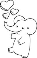 elefante de dibujos animados con corazones de amor vector