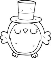 búho de dibujos animados con sombrero de copa vector