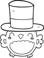 cartoon owl wearing top hat vector