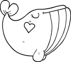 cartoon whale with love heart vector
