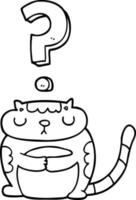 cartoon cat with question mark vector