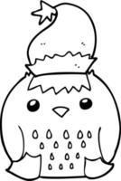 cute cartoon owl wearing christmas hat vector
