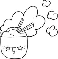 cute cartoon hot rice bowl vector