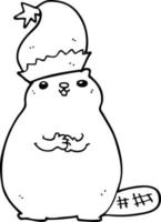 cartoon christmas beaver vector