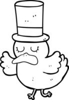 cartoon duck wearing top hat vector