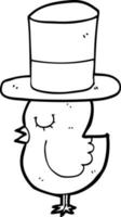 pájaro de dibujos animados con sombrero de copa vector
