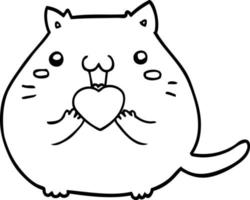 cute cartoon cat in love vector