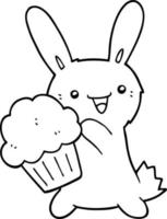 cute cartoon rabbit with muffin vector