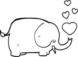 lindo elefante de dibujos animados con corazones de amor vector