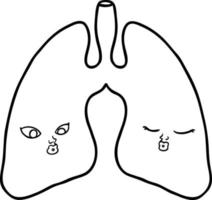 pulmones de dibujo lineal de dibujos animados vector