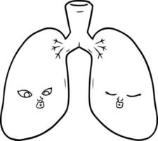 pulmones de dibujo lineal de dibujos animados vector