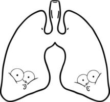 pulmones de dibujo lineal de dibujos animados vector