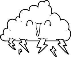 cartoon line drawing thundercloud vector