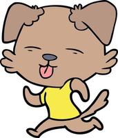 cartoon running dog sticking out tongue vector