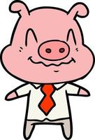 nervous cartoon pig boss vector