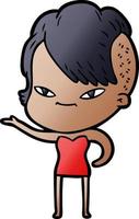 cute cartoon girl with hipster haircut vector