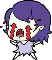 cartoon crying vampire girl vector