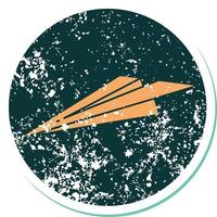 iconic distressed sticker tattoo style image of a paper airplane vector