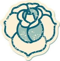 iconic distressed sticker tattoo style image of a flower vector