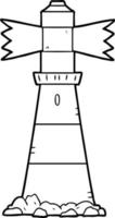 line art cartoon lighthouse vector