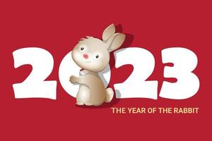 feliz tarjeta de felicitación de año nuevo chino. Zodiaco conejo 2023. vector