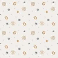 Christmas seamless pattern with geometric motifs. Snowflakes and different ornaments on white background. Retro textile collection. On white background vector
