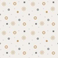 Christmas seamless pattern with geometric motifs. Snowflakes and different ornaments on white background. Retro textile collection. On white background vector