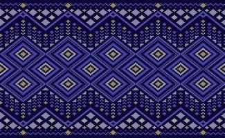 Knitted ethnic pattern, Vector embroidery crochet background, Purple and yellow pattern ikat element