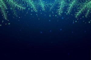 Christmas tree branches, low poly style. Banner for the concept of Christmas or New Year with a place for an inscription. Abstract modern vector illustration on blue background.