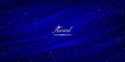 Blue award luxury background with gold glitter and fabric shadow vector