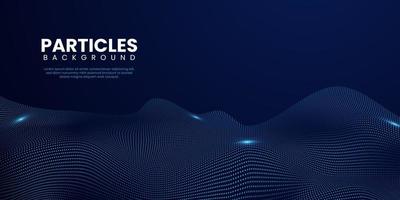 Abstract gradient wave of blue particles. Big data digital futuristic dark background vector