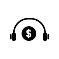 ilustración del icono de auriculares con dólar. icono relacionado con fintech. estilo de icono de glifo. diseño simple editable vector