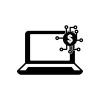 Laptop icon illustration with dollar. icon related to fintech. Glyph icon style. Simple design editable vector