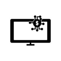 Monitor icon illustration with dollar. icon related to fintech. Glyph icon style. Simple design editable vector