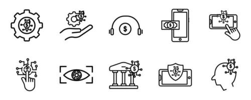 Fintech line icon illustration set. Simple design editable. Design vector