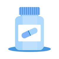 un frasco con pastillas de medicina y pastillas. conceptos de kit médico. se puede utilizar para web y dispositivos móviles ilustración vectorial de un elemento de color vector